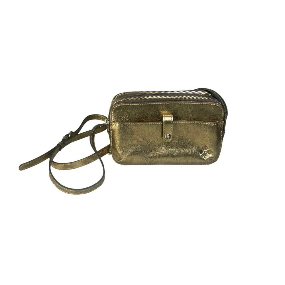 Patricia Nash Alessa Metallic Gold Leather Crossbody Bag